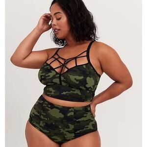 New! Torrid sz 4 Camo Strappy Swim Bathing Suit Bottom sz 4X